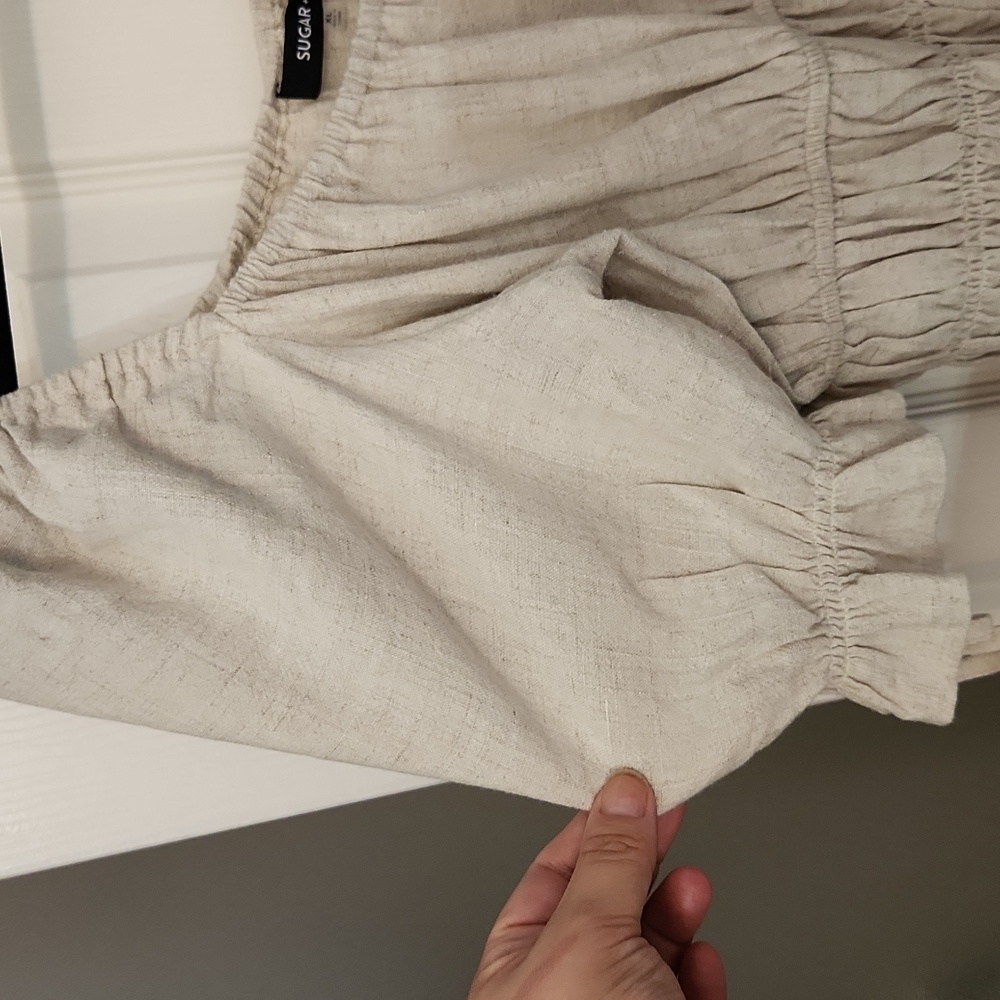 Reagan Linen puff sleeve peplum blouse - Picture 6 of 11